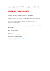 Free Download 2007 Toyota Highlander Repair Manual
